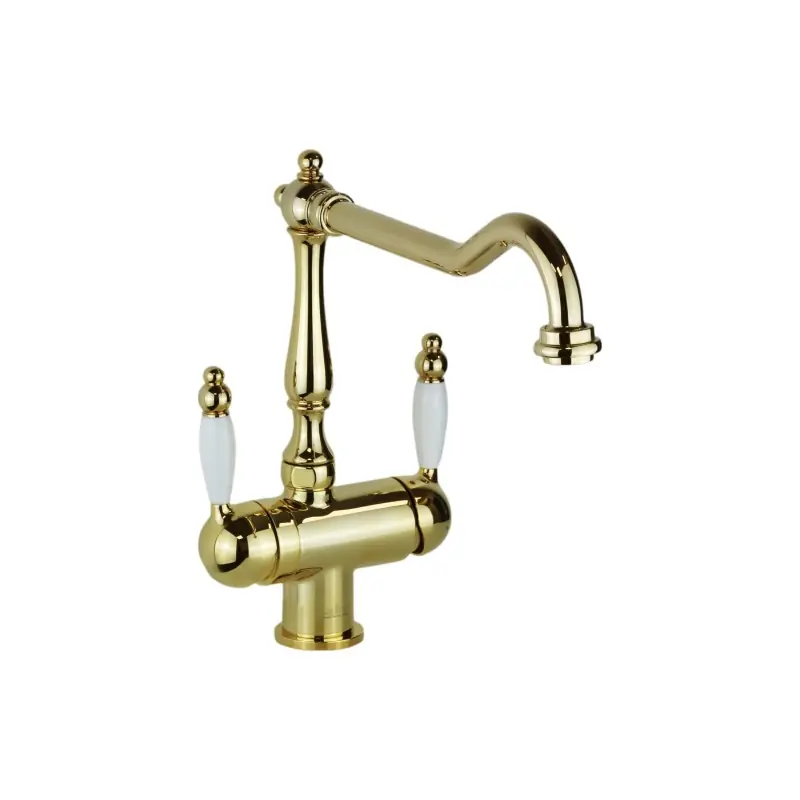 Mélangeur d‘évier de cuisine à 3 voies avec eau purifiée de couleur or Webert D920821010