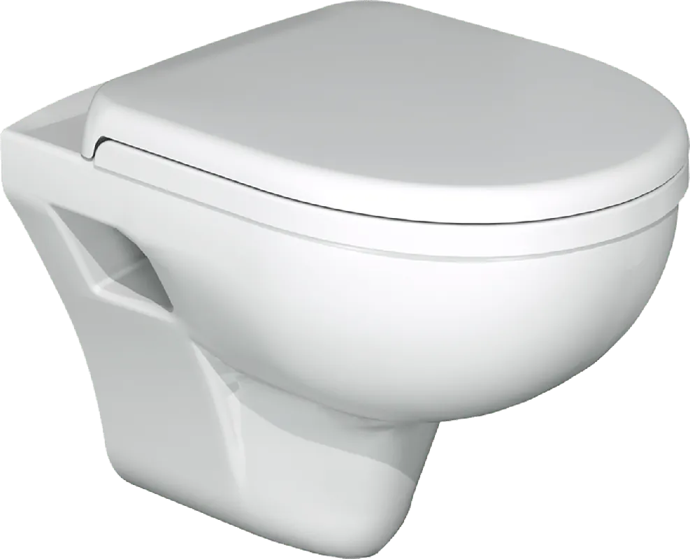 Linie Enzo wc suspendu Blanc Brillant rebord de chasse ouvert avec abattant de luxe