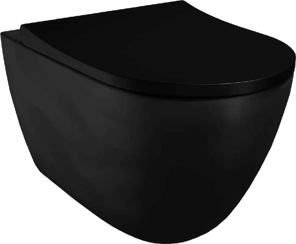 Luca Varess Vinto wc suspendu noir mat bride de rinçage ultra-fine avec abattant fin