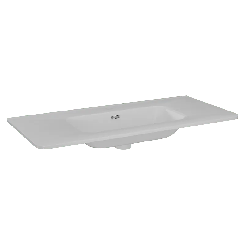 Linie Baro Curvo plan simple porcelaine Blanc Brillant 100 x 46 cm