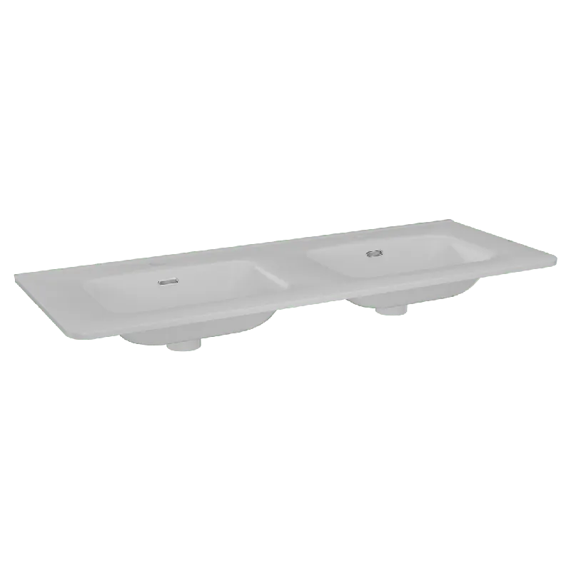 Linie Baro Curvo double vasque porcelaine Blanc Brillant 120 x 46 cm