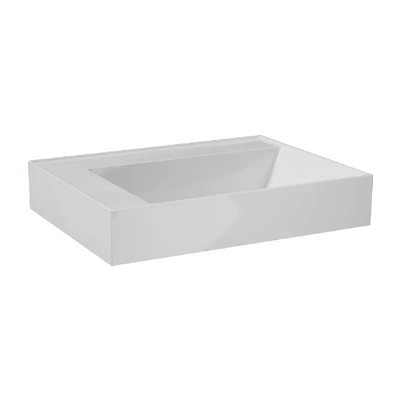 Balmani Argila plan vasque asymétrique droite marbre composite Blanc Brillant 60 x 46 cm