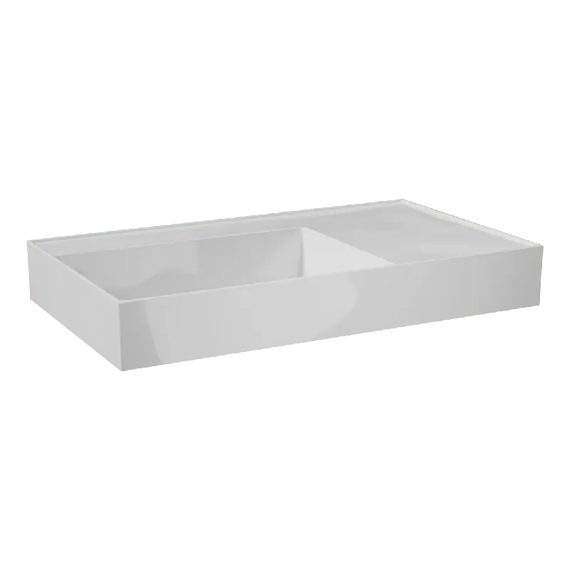 Balmani Argila plan vasque asymétrique gauche marbre composite Blanc Brillant 80 x 46 cm