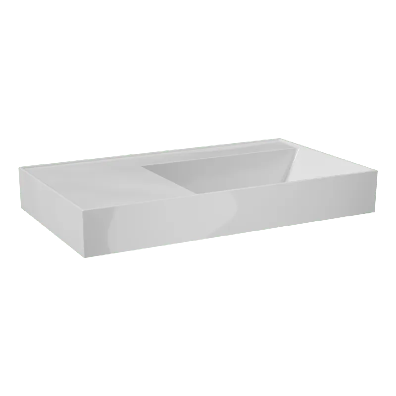 Balmani Argila plan vasque asymétrique droite marbre composite Blanc Brillant 80 x 46 cm