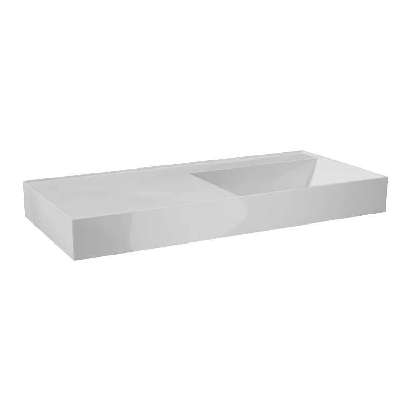 Balmani Argila plan vasque asymétrique droite marbre composite Blanc Brillant 100 x 46 cm