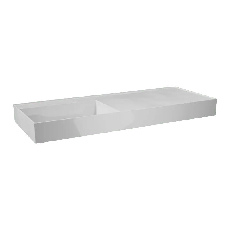 Balmani Argila plan vasque asymétrique gauche marbre composite Blanc Brillant 120 x 46 cm
