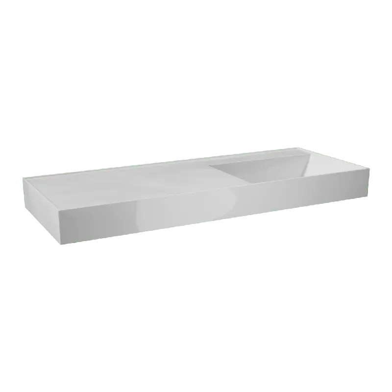 Balmani Argila plan vasque asymétrique droite marbre composite Blanc Brillant 120 x 46 cm