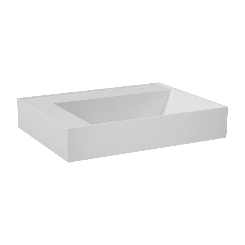 Balmani Argila plan vasque asymétrique droite marbre composite blanc mat 60 x 46 cm