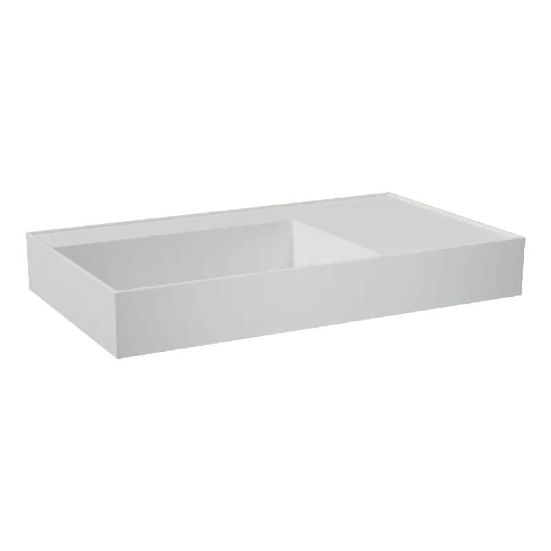 Balmani Argila plan vasque asymétrique gauche marbre composite blanc mat 80 x 46 cm