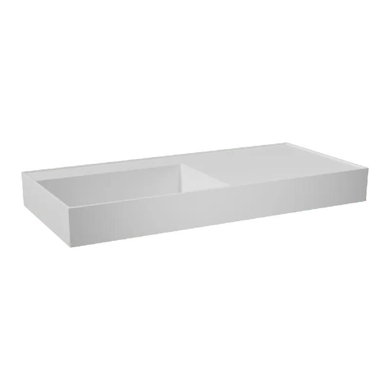 Balmani Argila plan vasque asymétrique gauche marbre composite blanc mat 100 x 46 cm
