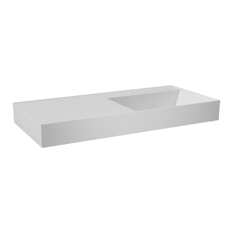 Balmani Argila plan vasque asymétrique droite marbre composite blanc mat 100 x 46 cm