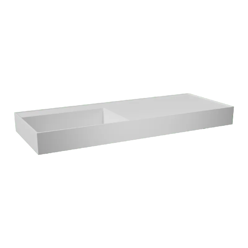 Balmani Argila plan vasque asymétrique gauche marbre composite blanc mat 120 x 46 cm