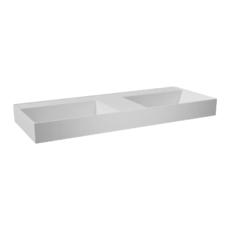 Balmani Argila double vasque marbre composite blanc mat 120 x 46 cm
