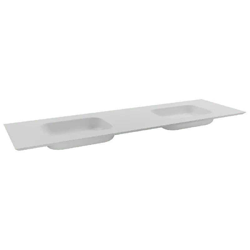 Balmani Eclips double vasque Solid Surface blanc mat 180 x 55 cm