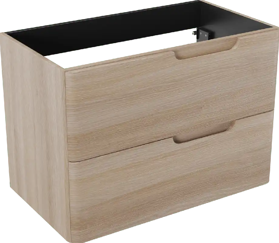 Linie Curvo meuble sous-vasque suspendu 80 x 46 cm chêne clair 2 tiroirs