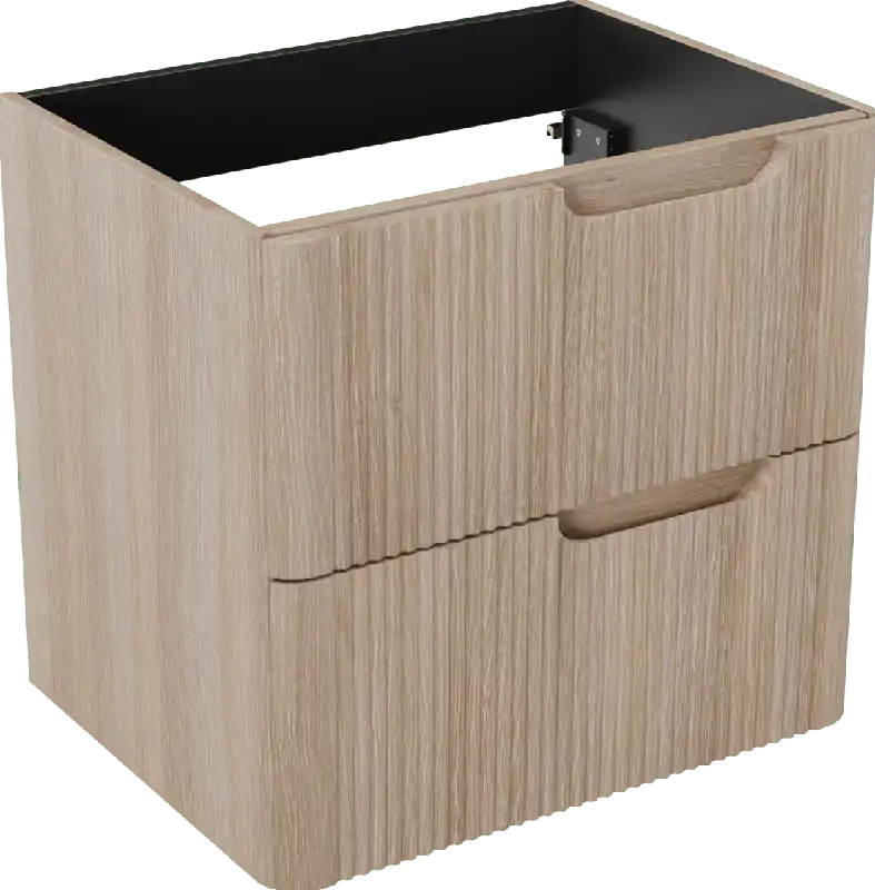 Linie Curvo meuble sous-vasque suspendu 60 x 46 cm chêne clair 2 tiroirs Nervure sym. vert.