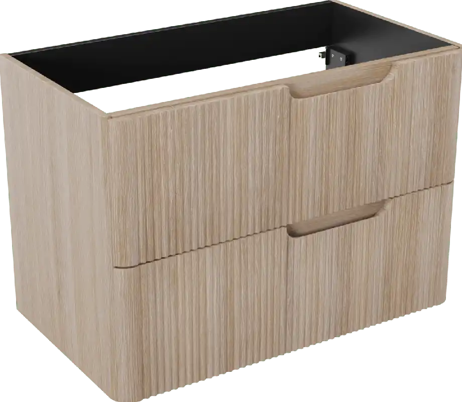 Linie Curvo meuble sous-vasque suspendu 80 x 46 cm chêne clair 2 tiroirs Nervure sym. vert.