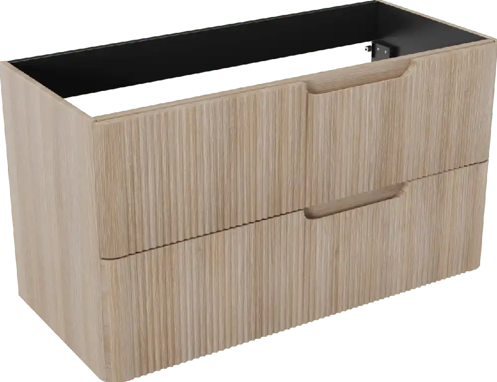 Linie Curvo meuble sous-vasque suspendu 100 x 46 cm chêne clair 2 tiroirs Nervure sym. vert.