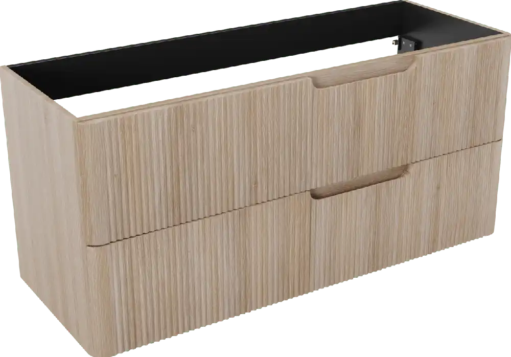 Linie Curvo meuble sous-vasque suspendu 120 x 46 cm chêne clair 2 tiroirs Nervure sym. vert.