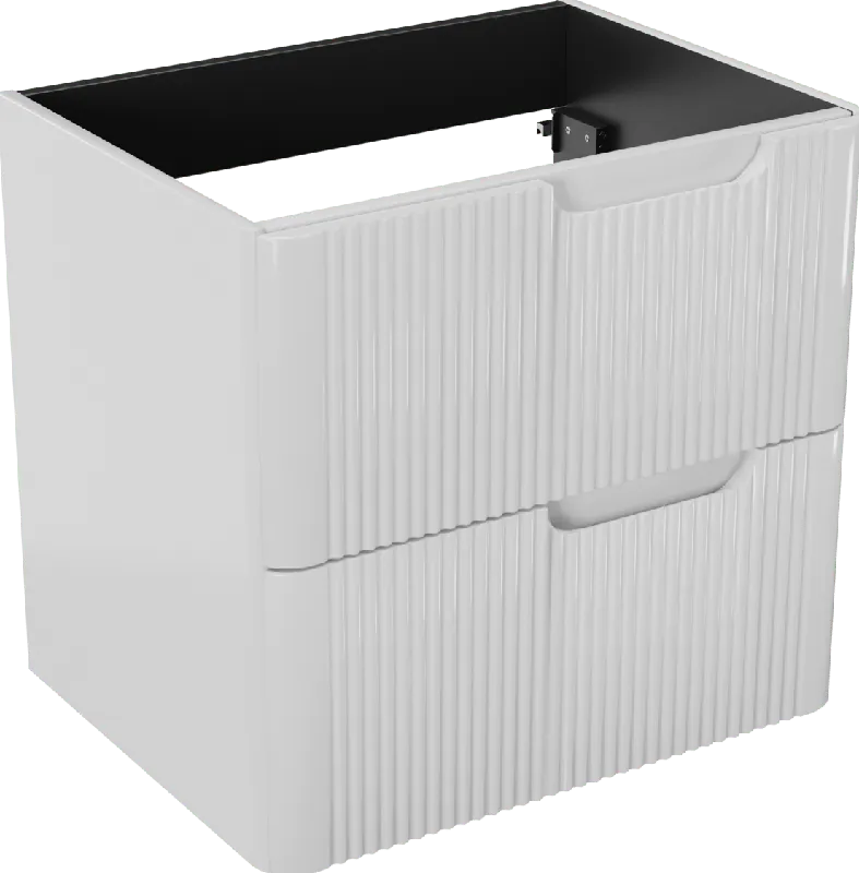 Linie Curvo meuble sous-vasque suspendu 60 x 46 cm Blanc Brillant 2 tiroirs Nervure sym. vert.
