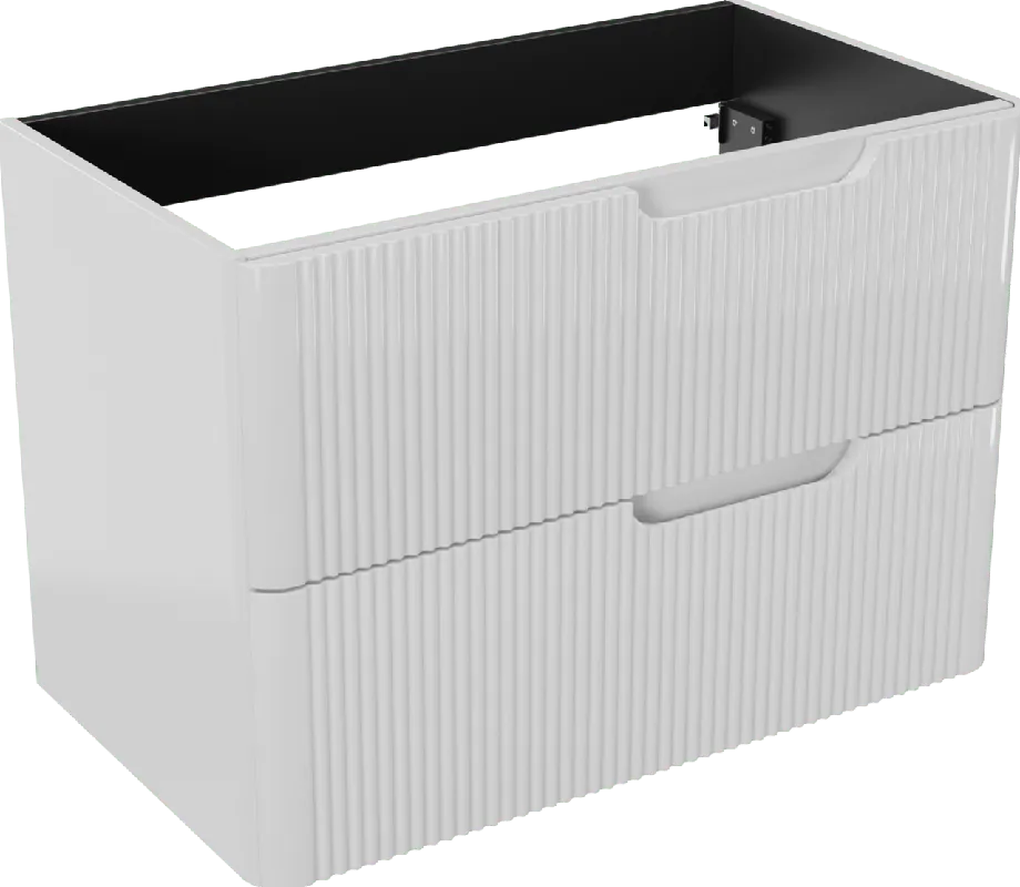 Linie Curvo meuble sous-vasque suspendu 80 x 46 cm Blanc Brillant 2 tiroirs Nervure sym. vert.