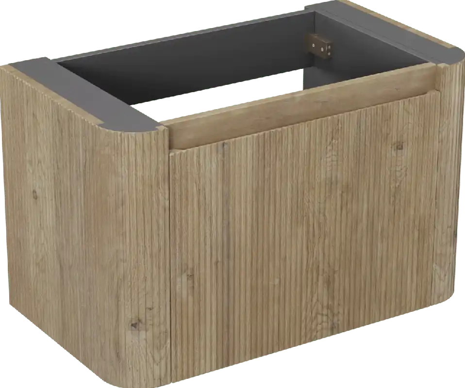 Storke Soft meuble sous-vasque suspendu 80 x 46 cm Chêne brut 2 tiroirs Nervure sym. vert.