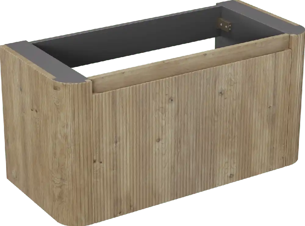 Storke Soft meuble sous-vasque suspendu 100 x 46 cm Chêne brut 2 tiroirs Nervure sym. vert.