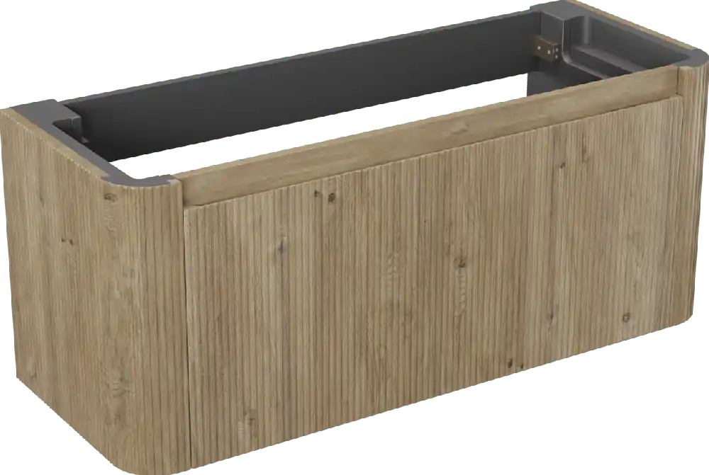 Storke Soft meuble sous-vasque suspendu 120 x 46 cm Chêne brut 2 tiroirs Nervure sym. vert.