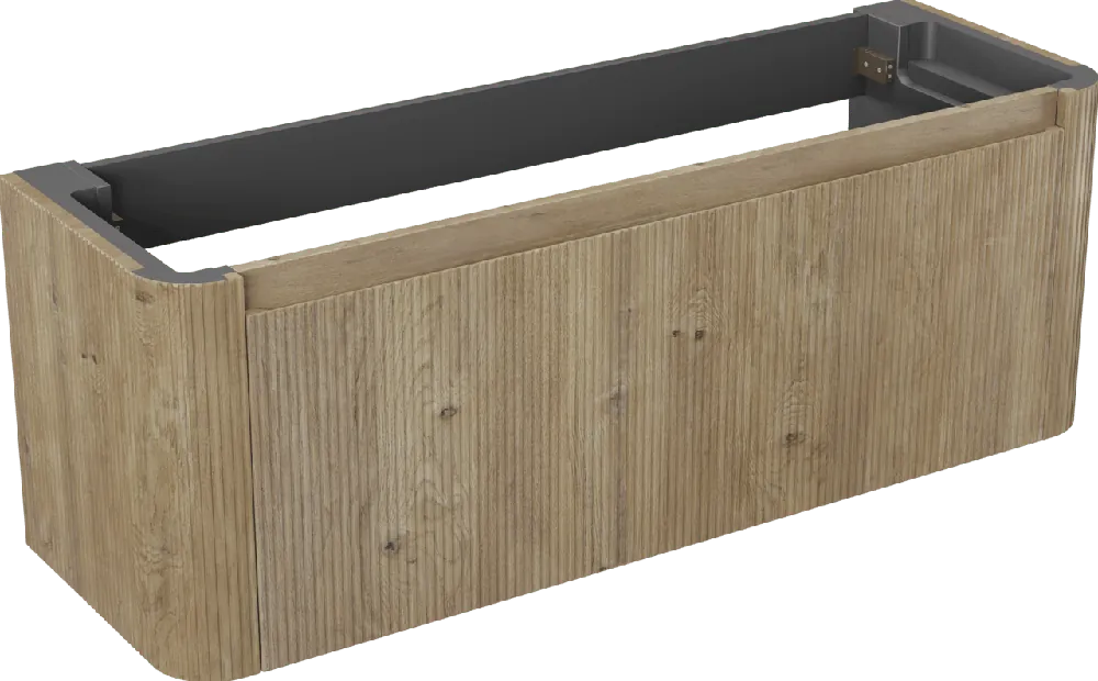 Storke Soft meuble sous-vasque suspendu 140 x 46 cm Chêne brut 2 tiroirs Nervure sym. vert.