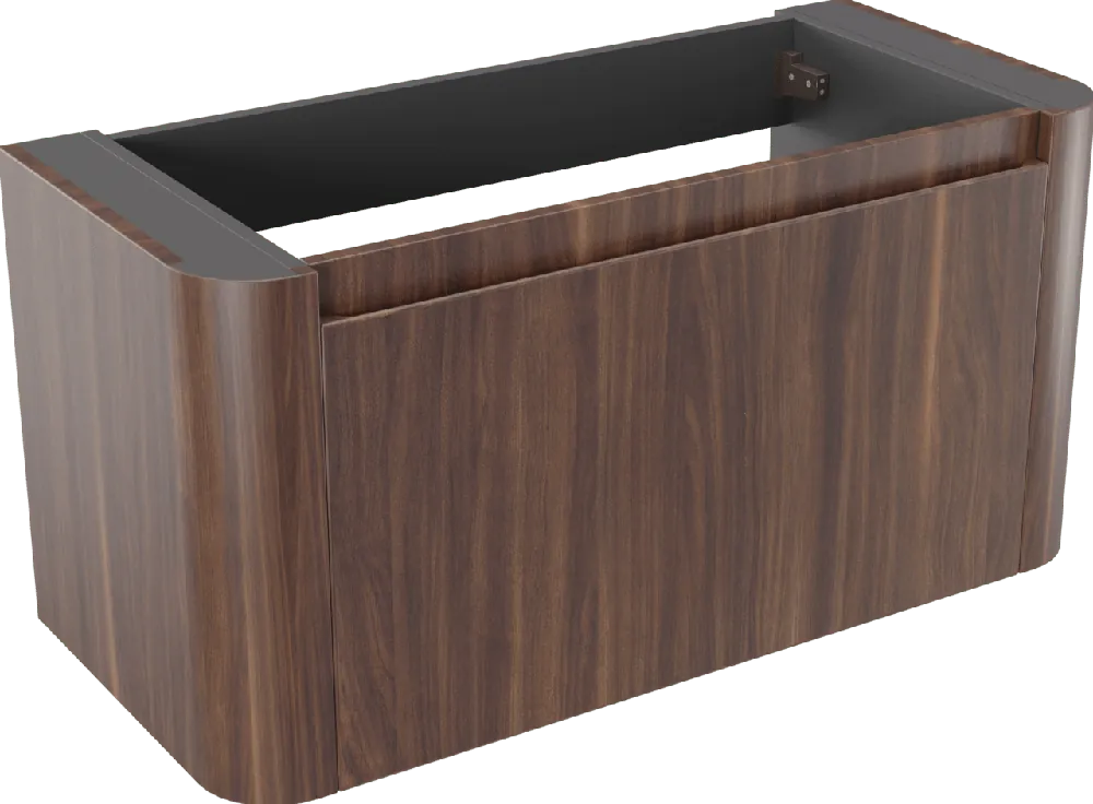 Storke Soft meuble sous-vasque suspendu 100 x 46 cm Noyer 2 tiroirs