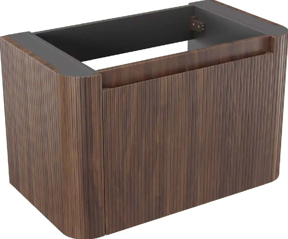 Storke Soft meuble sous-vasque suspendu 80 x 46 cm Noyer 2 tiroirs Nervure sym. vert.