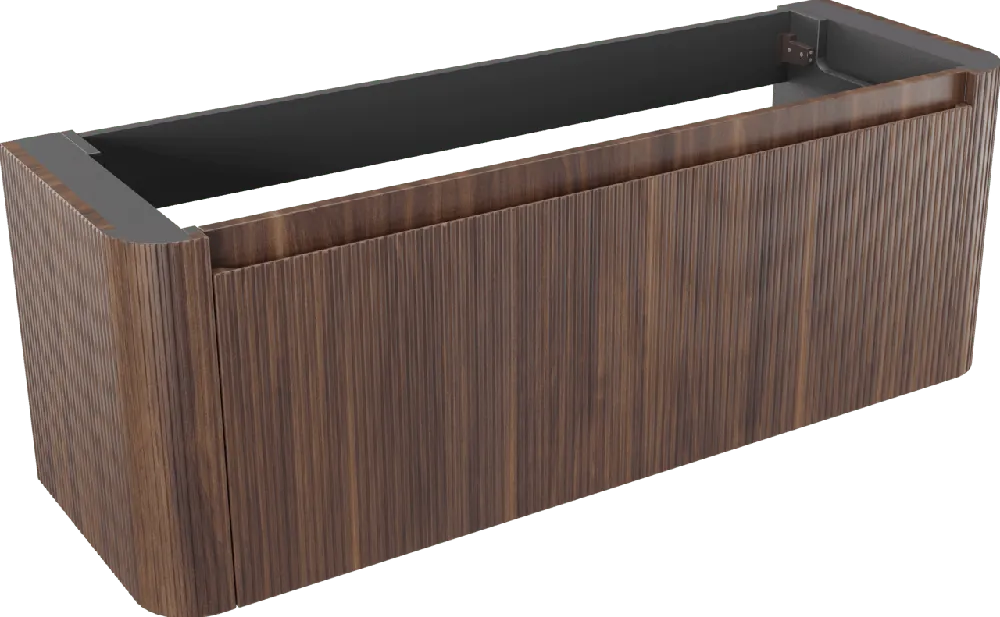 Storke Soft meuble sous-vasque suspendu 140 x 46 cm Noyer 2 tiroirs Nervure sym. vert.