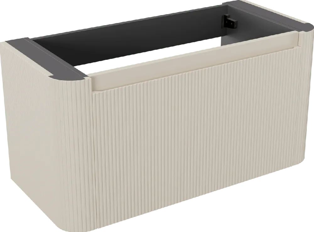 Storke Soft meuble sous-vasque suspendu 100 x 46 cm Sand mat 2 tiroirs Nervure sym. vert.