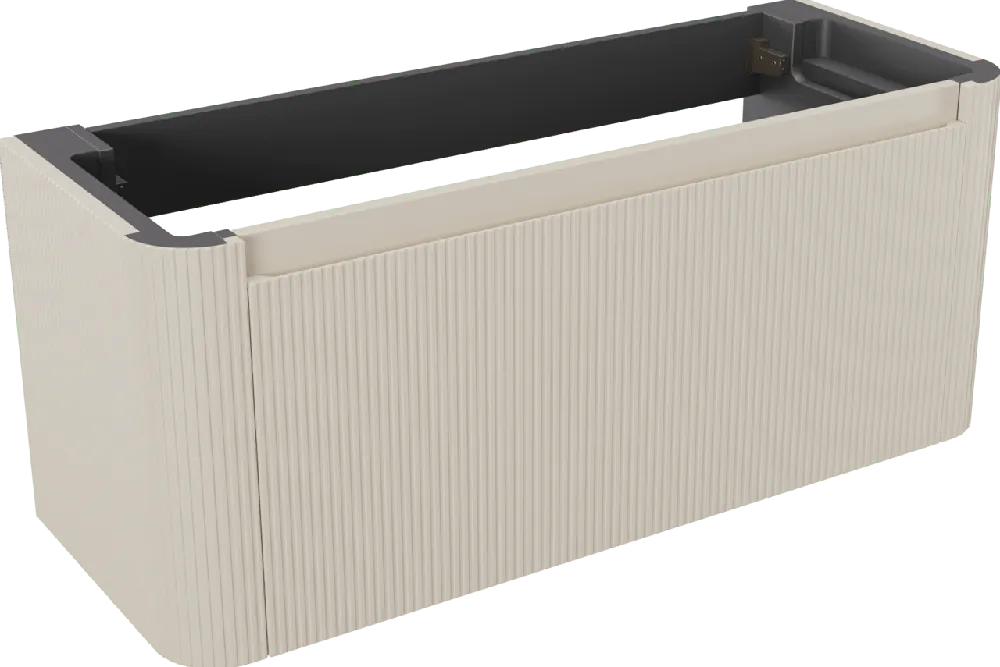 Storke Soft meuble sous-vasque suspendu 120 x 46 cm Sand mat 2 tiroirs Nervure sym. vert.