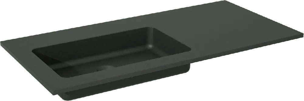 Storke Scuro plan vasque asymétrique à gauche quartz mat 100 x 46 cm