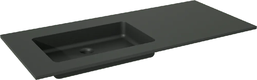 Storke Scuro plan vasque asymétrique à gauche quartz mat 120 x 52 cm combinaison armoire 45 cm