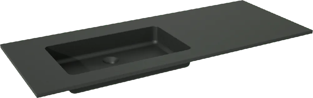 Storke Scuro plan vasque asymétrique à gauche quartz mat 130 x 52 cm combinaison armoire 45 cm
