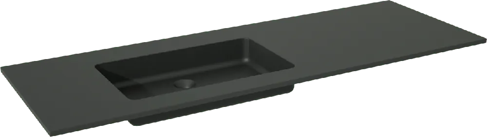 Storke Scuro plan vasque asymétrique à gauche quartz mat 150 x 52 cm