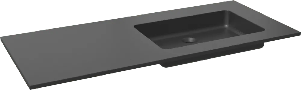 Storke Scuro plan vasque asymétrique à droite quartz mat 120 x 52 cm combinaison armoire 45 cm