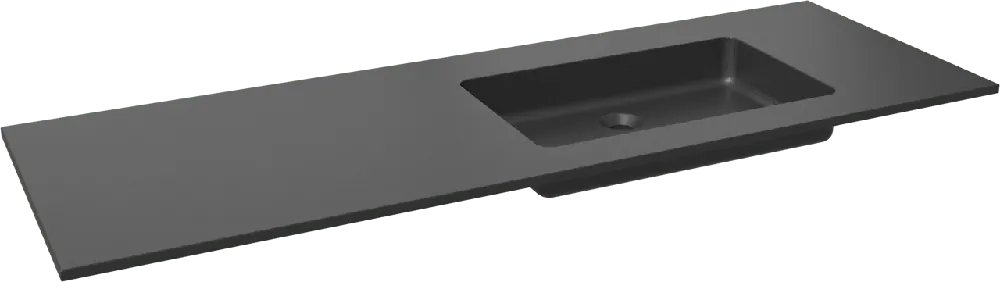 Storke Scuro plan vasque asymétrique à droite quartz mat 150 x 52 cm