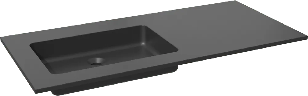 Storke Scuro plan vasque asymétrique à gauche quartz mat 110 x 52 cm combinaison armoire 45 cm