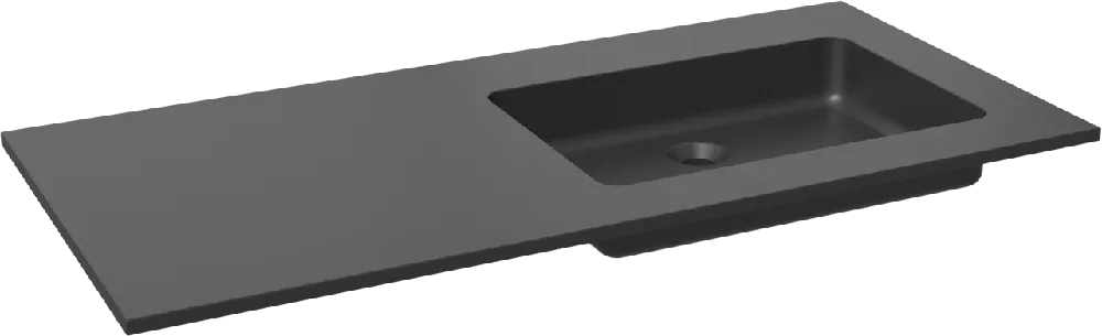 Storke Scuro plan vasque asymétrique à droite quartz mat 110 x 52 cm combinaison armoire 45 cm