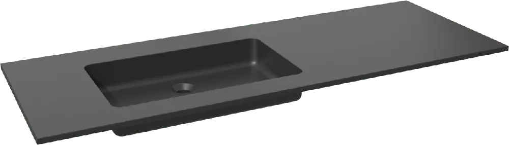 Storke Scuro plan vasque asymétrique à gauche quartz mat 140 x 52 cm combinaison armoire 45 cm