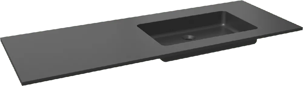 Storke Scuro plan vasque asymétrique à droite quartz mat 140 x 52 cm combinaison armoire 45 cm