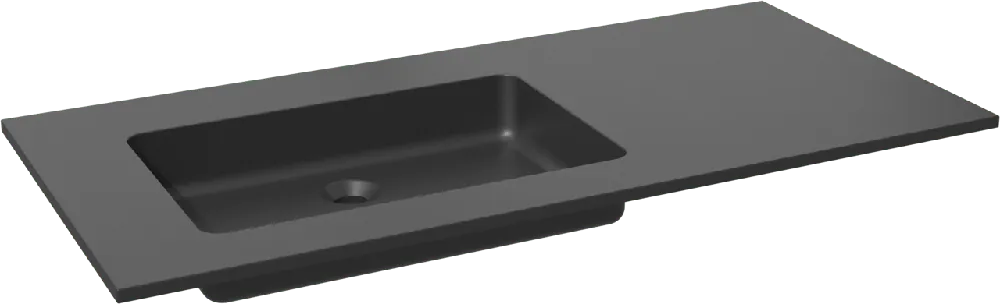 Storke Scuro plan vasque asymétrique à gauche quartz mat 110 x 52 cm combinaison armoire 35 cm