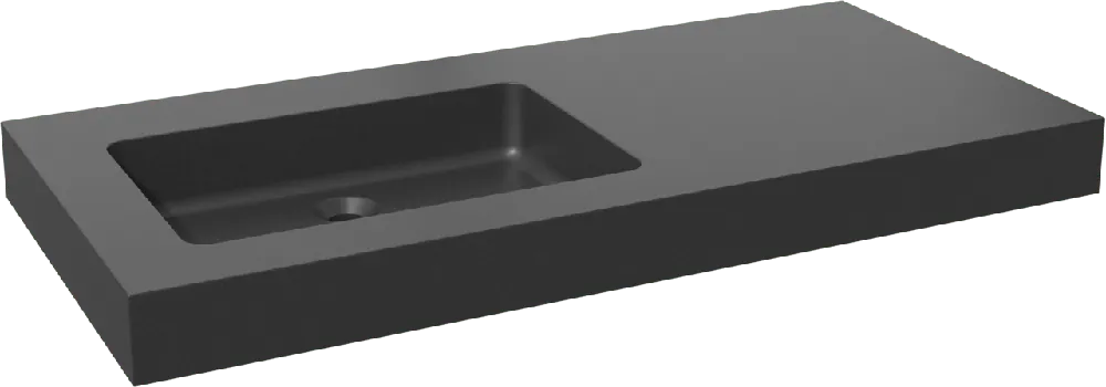 Storke Scuro High plan vasque asymétrique à gauche quartz mat 110 x 52 cm