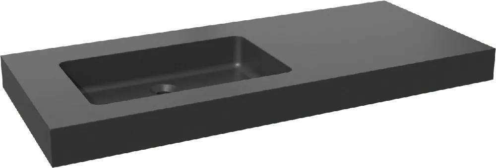 Storke Scuro High plan vasque asymétrique à gauche quartz mat 120 x 52 cm