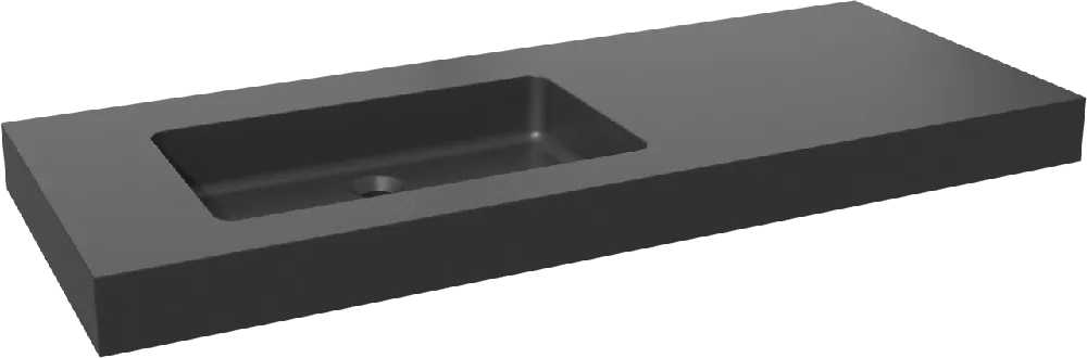 Storke Scuro High plan vasque asymétrique à gauche quartz mat 130 x 52 cm