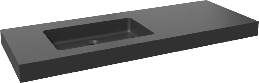 Storke Scuro High plan vasque asymétrique à gauche quartz mat 140 x 52 cm