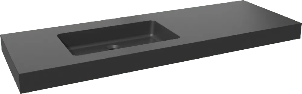 Storke Scuro High plan vasque asymétrique à gauche quartz mat 150 x 52 cm